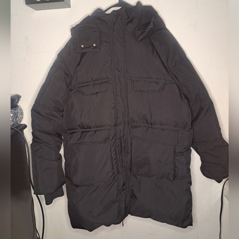 Go.GG Womens Puffer Parka Jacket  Size: 14 (Xxl) Black With Double Zipper & Hood